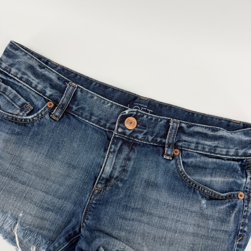 Loft Denim Shorts Women 4 Medium Blue Frayed Raw Hem Cut‎ Off Distressed Y2K